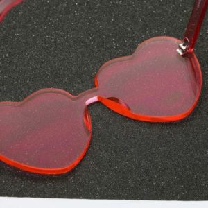Rimless Heart Shaped Sunglasses Red Floor