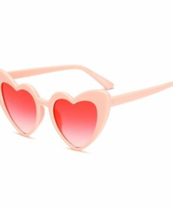 Vintage Cat Eye Heart Shaped Glasses Pink Frame Gradual Red Lens