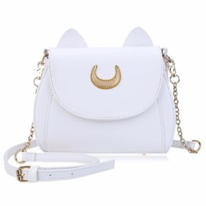White Luna Cat Moon Crossbody Bag