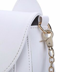 White Luna Cat Moon Crossbody Bag Close up Chain