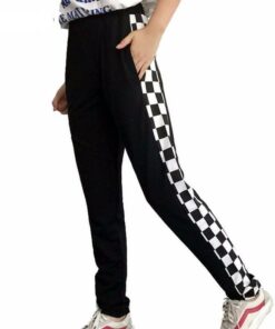 Elastic Black & White Checkerboard Pants
