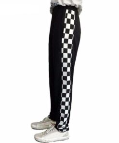 Elastic Black & White Checkerboard Pants 3