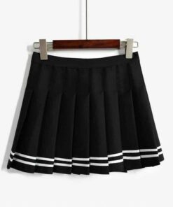 High Waist Mini Skirt with Stripes Black