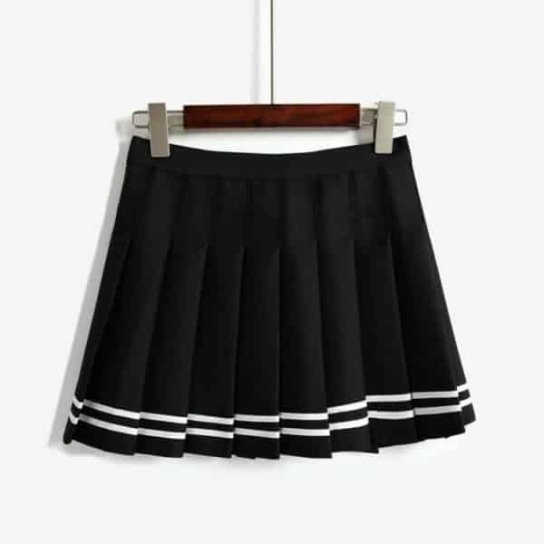 High Waist Mini Skirt with Stripes Black