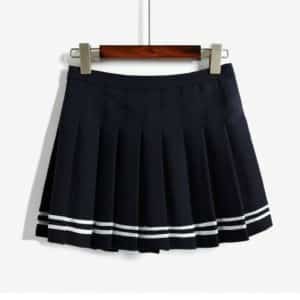 High Waist Mini Skirt with Stripes Navy