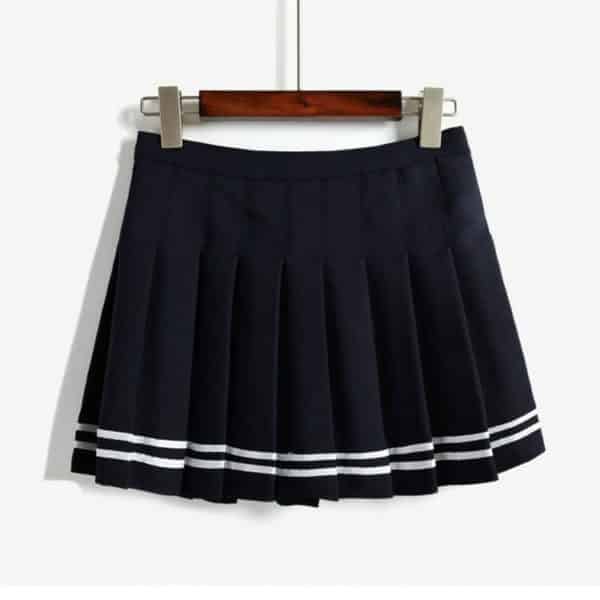 High Waist Mini Skirt with Stripes Navy