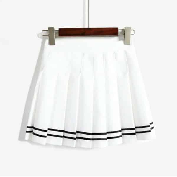 High Waist Mini Skirt with Stripes White