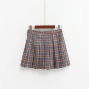 High Waist Plaid Skirt Brown