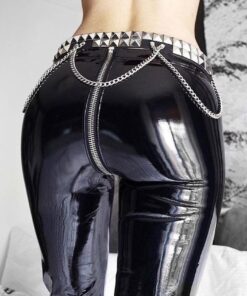 Faux Leather Back Zip Pants