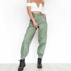 High Waist Sweatpants with Chains Green