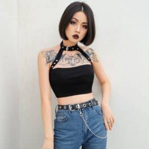 Backless Crop Top with Choker 2