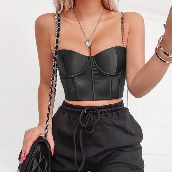 Black Camisole with Chain Straps 1