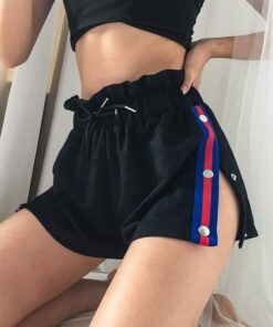 High Waist Split Shorts with Side Buttons 1
