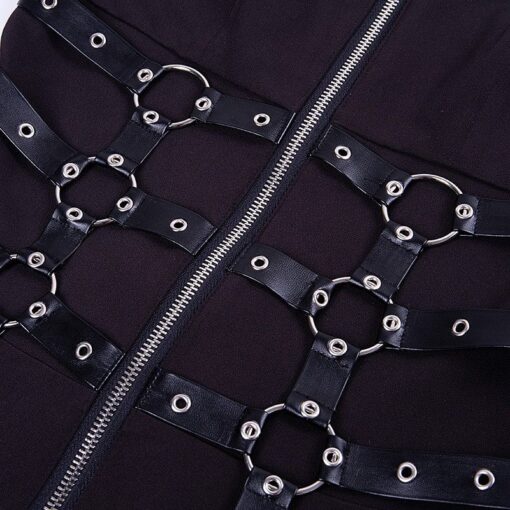 Chain Zipper Spaghetti Strap Dress details