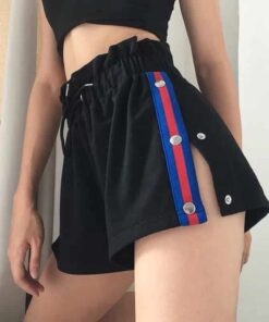 High Waist Split Shorts with Side Buttons