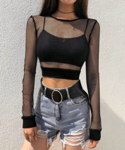 Hollow Out Mesh Top