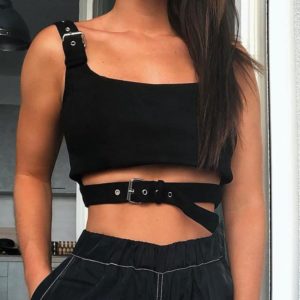 Hollow Out Tank Top with Buckle