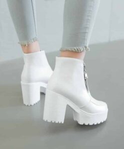 Platform Ankle Boots White 2
