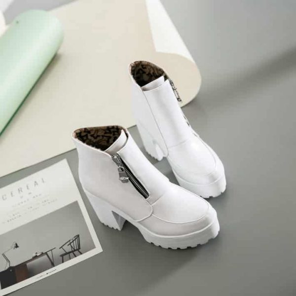 Platform Ankle Boots White 3