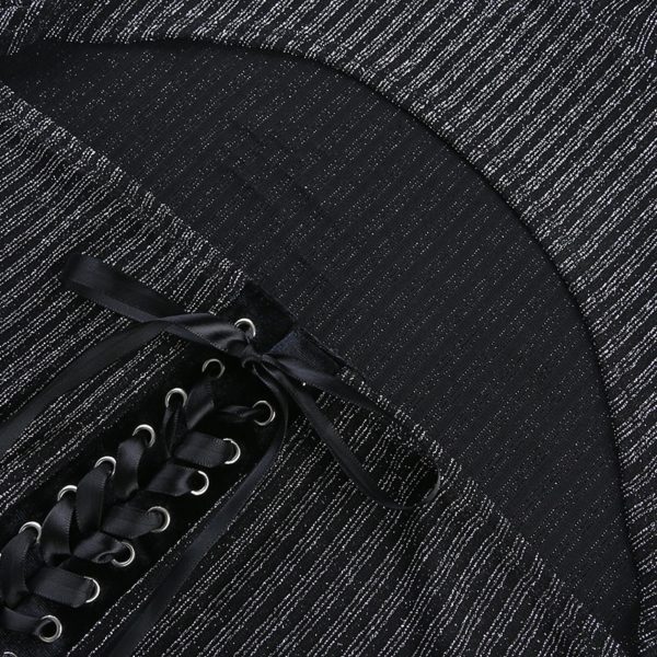 Short Sleeve Glitter Bandage Crop Top Details Closeup