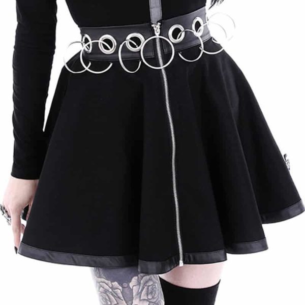 High Waist Zip-up Mini Skirt