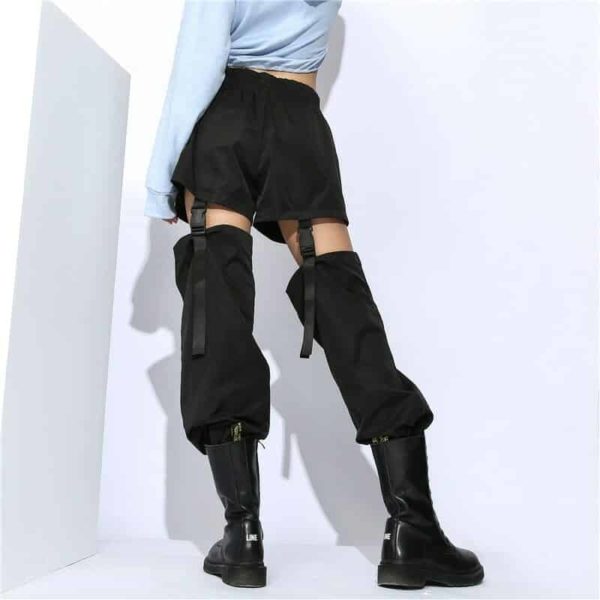 High Waist Trousers With Plastic Buckles 1