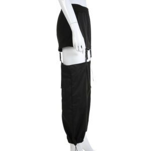 High Waist Trousers With Plastic Buckles 2