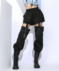 High Waist Trousers With Plastic Buckles