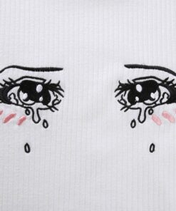 Anime Crying Eyes Crop Top close up