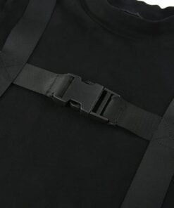 Black Crop Top with Buckles details