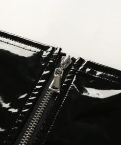 Faux Leather Tube Top with Zipper Close up