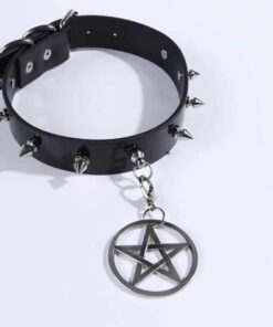 Metal Pentagram Studded Choker