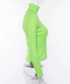 Neon Ribbed Turtleneck Sweater Side