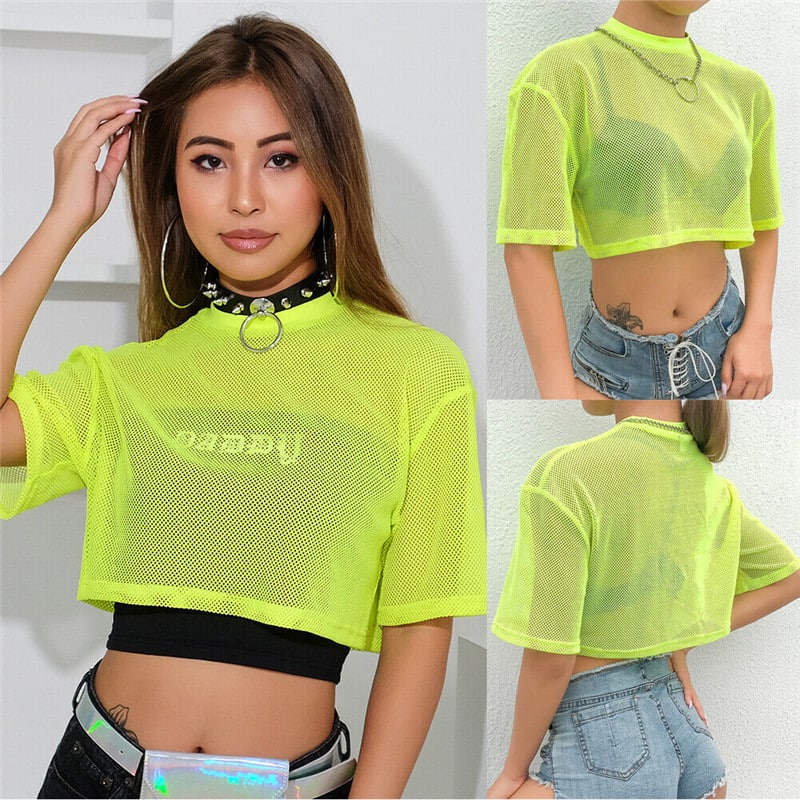 Neon Green Mesh Top
