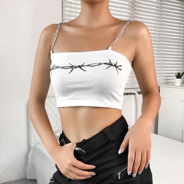Barber Wire Tank Top with Metal Chains