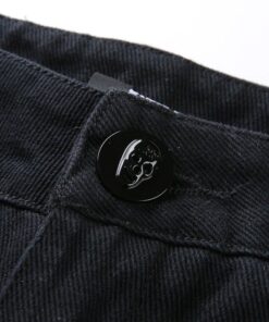 Distressed High Waist Shorts with Garter Button Close Up