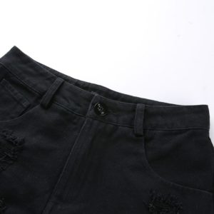 Distressed High Waist Shorts with Garter Details