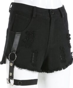 Distressed High Waist Shorts with Garter Full 2