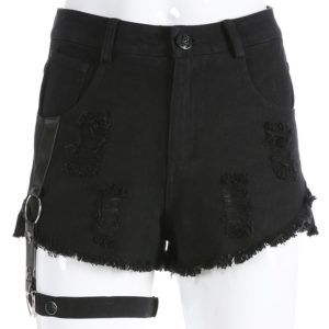 Distressed High Waist Shorts with Garter Full