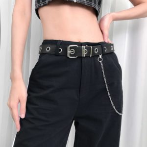 Faux Leather Belt with Chain 2