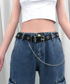 Faux Leather Belt with Chain 4