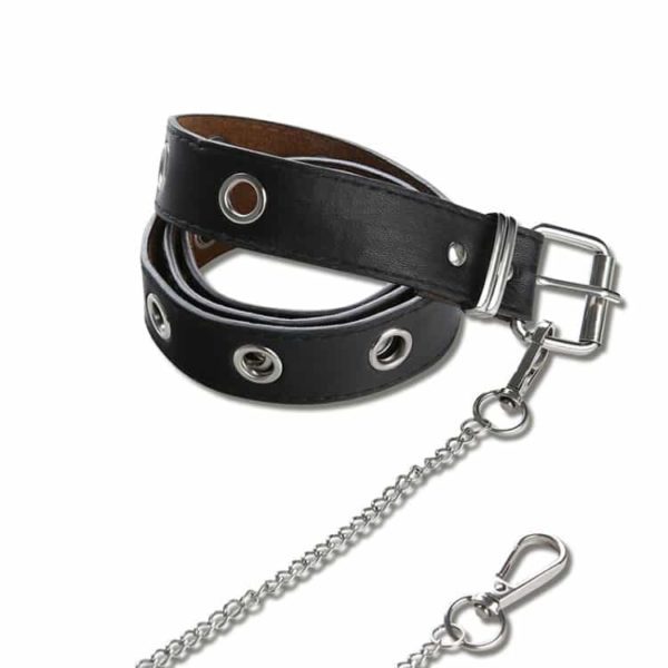 Faux Leather Belt with Chain Details 2