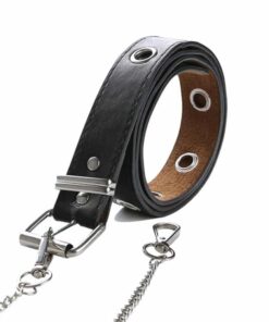 Faux Leather Belt with Chain Details