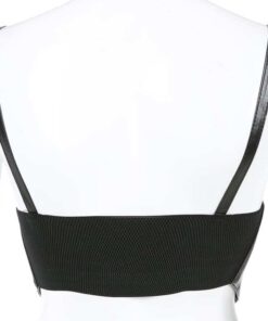 Faux Leather Buckles Corset Back