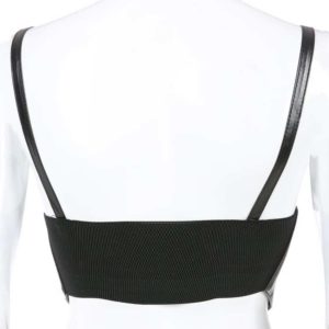 Faux Leather Buckles Corset Back