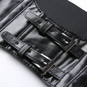 Faux Leather Buckles Corset Close up