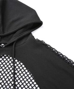 Fishnet Shoulders Crop Top Hoodie Full Details