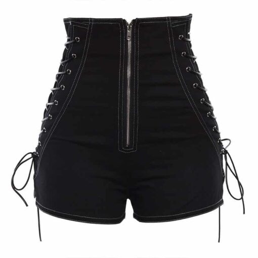 High Waist Lace-Up Sides Shorts