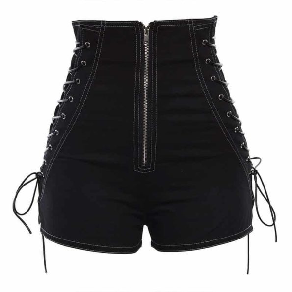 High Waist Lace Up Sides Shorts