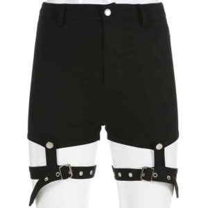 High Waist Slim Shorts with Garters Full